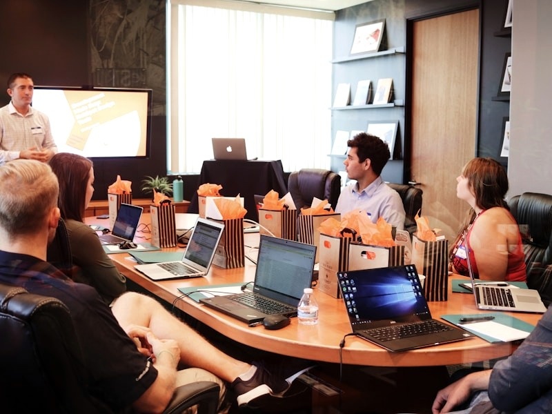 Financial advisor presenting model outputs to a founder